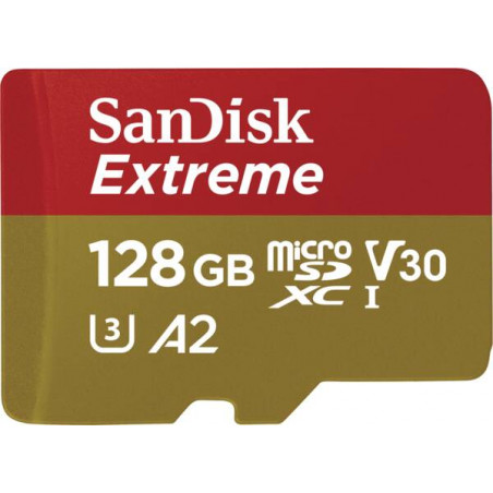 Sandisk Extreme microSDXC 128GB 190MB/s A2 C10 V30 UHS + SD Adapter