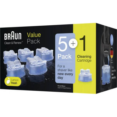Braun Clean & Renew Reinigungskartusche für Rasierer, 5+1 Ersatzkartuschen